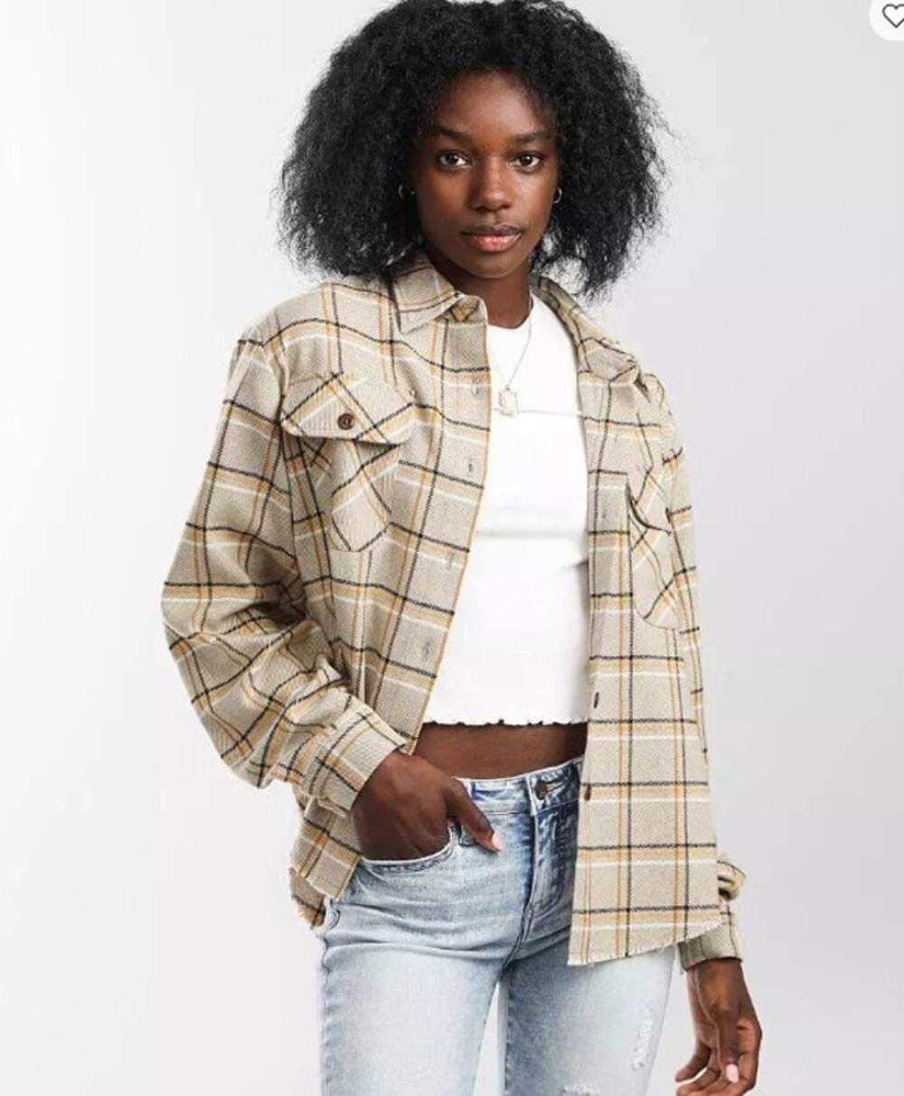 BKE Womens Medium Destructured Flannel Shirt Button Front Plaid